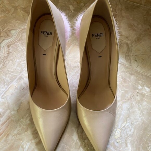 Authentic Rare FENDI Mink Trim Fur Heels Shoes - Picture 6 of 7